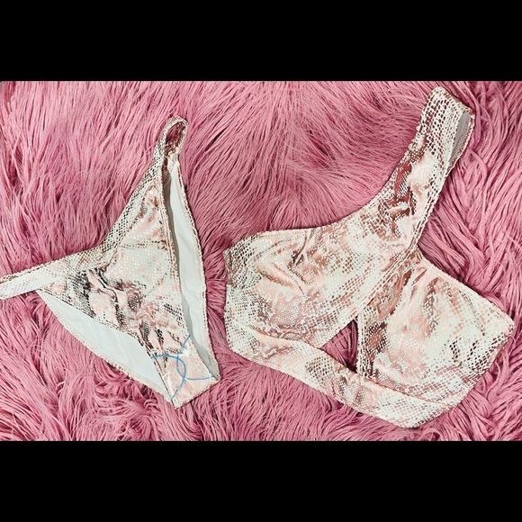 NEW ASOS Metallic Snake One-Shoulder Cutout Bikini - Picture 5 of 11